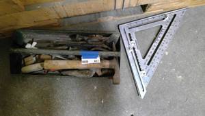 lot 617 image: concrete tools and giant rafter square