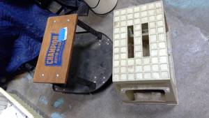 lot 623 image: Vintage rolling seat, step stool