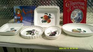 lot 24 image: Vintage Fruit Serving Ware & Books