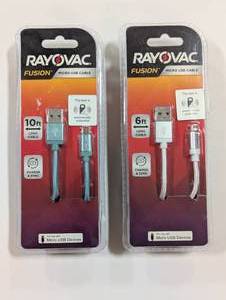 lot 7 image: Pair of Rayovac Micro USB Charge & Sync Cables - 6ft and 10ft