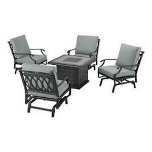 St. Charles 5-Piece Metal Patio Fire Pit Seating Set with Performance Cushions