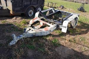lot 12 image: Heavy Duty Single Axle Trailer - Cradle for Tank or Smoker - For Parts