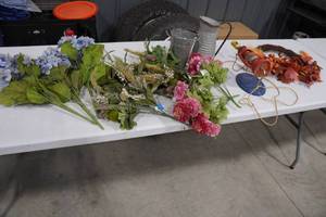 lot 120 image: Faux Flowers and Vases