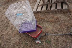 lot 296 image: Radio Flyer Wagon with Small Cage