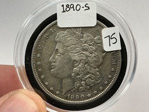 lot 75 image: 1890-S Morgan Silver Dollar