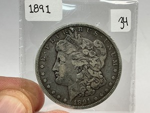 lot 34 image: 1891 Morgan Silver Dollar