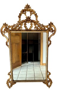Large Vintage Ornate Gold Gilt Wall Mirror with Floral Detailing