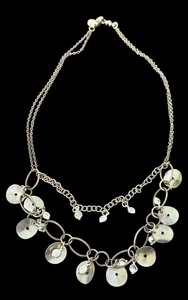 lot 9D image: Chan Luu 16 Inch Sterling Silver Disc Necklace with Crystals