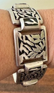 lot 10D image: Sterling Silver 925 Abstract Pattern Link Bracelet 7 Inch