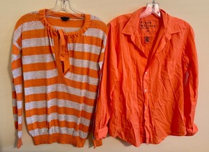 lot 58D image: UL - Womens Orange Sweater by Theory and Frank & Eileen Button-Down Shirt Size M