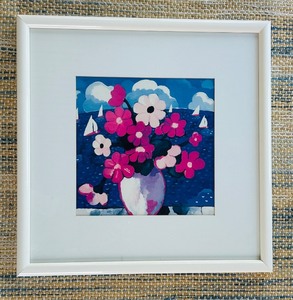 lot 36C image: SR - Framed Floral Artwork with Sailboats