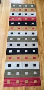 lot 66C image: LR -Modern Geometric Wool Runner Rug