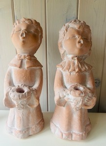 lot 70C image: SR - Pair of 17 Inch Terracotta Singing Angel Figurines