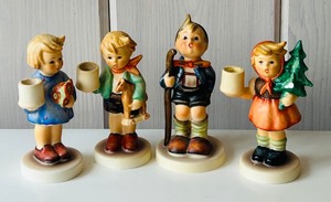 lot 76C image: FR - Set of Four Vintage Goebel Hummel Style Candle Holders, Tallest 4 Inches