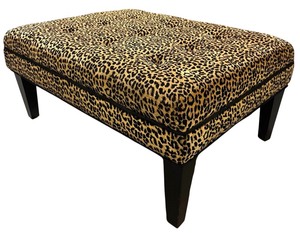lot 12H image: LL - Leopard Print Upholstered Ottoman Bench