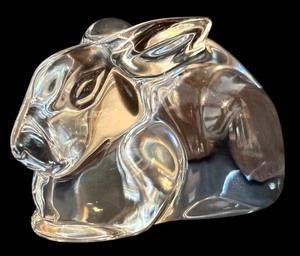 lot 27H image: K - Vintage Baccarat Crystal Laying Bunny Figurine