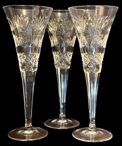 lot 27HH image: FR - Set of 3 Waterford Crystal Millennium Collection Happiness Champagne Flute