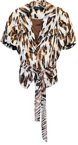 lot 49H image: FR - Luisa Cerano Leopard Print Womens Short Sleeve Belted Jacket