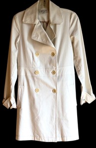 lot 62H image: FR - Margaret OLeary San Francisco Womens Size 3 White Double-Breasted Trench Coat