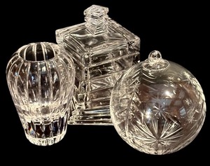 lot 67H image: FR - Rosenthal Rosenthal Studio-Line Turnus Crystal Box, Crystal Paneled Vase and Decorative Glass Sphere