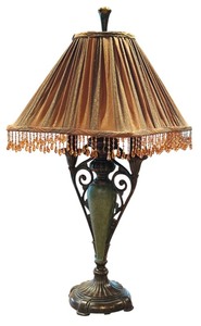 lot 95H image: LL - Decorative Table Lamp with Draped Shade and Ornate Base