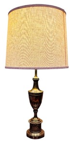 lot 97H image: LL - Vintage Brass Table Lamp with Drum Shade