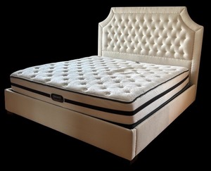 lot 98H image: MSB - Beautyrest Vanderbilt King Bed Frame with Tufted Headboard