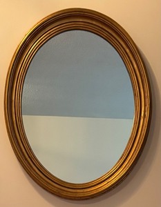 lot 99H image: UL -Vintage Gilded Oval Wall Mirror with Gold-Tone Frame