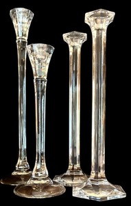 lot 113H image: LR - Set of 4 Tall Crystal Candleholders
