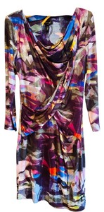 lot 122H image: FB - Escada Size 36 Abstract Print Drape Neck Dress