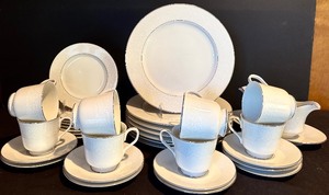 lot 126H image: DR - Vintage Grace Concerto Fine China Dinnerware Set with Floral Embossed Pattern