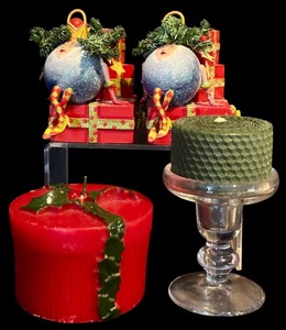 lot 139H image: LR - Holiday Candle and Ornament Collection with Department 56 and Glass Holder
