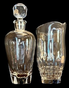 lot 145H image: LR - Vintage Crystal Decanter and Pitcher Set