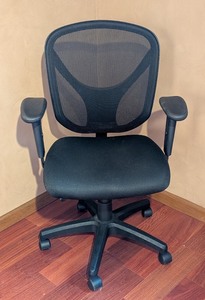 lot 161A image: LL - Adjustable Mesh Office Chair with Armrests and Rolling Base