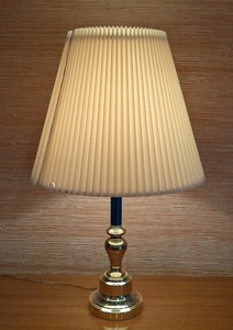 lot 167 image: LL - Brass Table Lamp with Pleated Shade