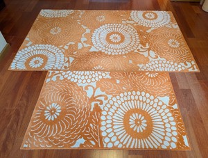 lot 171 image: LL - Pair of Pottery Barn Kaley Wool Rugs 5x8 and 3x5 Floral Orange