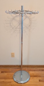lot 183 image: UL - Chrome Rotating Dresser Display Stand with 24 Hooks, 54 inch Height