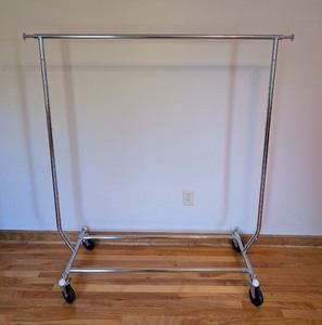 lot 197 image: UL - Adjustable Chrome Garment Rack on Wheels