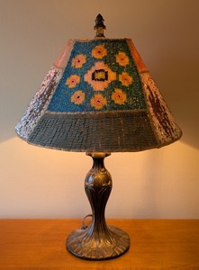 lot 201 image: UL - Decorative Table Lamp with Mosaic Beaded Shade