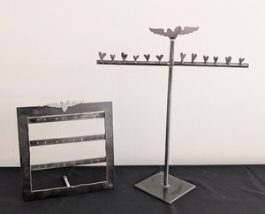 lot 205 image: K - Pair of JLM 1995 Handcrafted Metal Jewelry Stands with Heart Detail