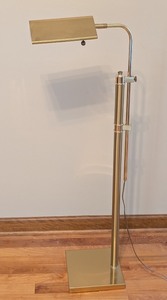 lot 216 image: UL - Adjustable Brass Floor Lamp with Square Base