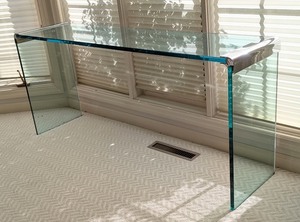 lot 221 image: DR - Modern Glass Console Table with Chrome Accents