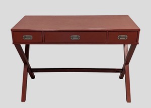 lot 233 image: G - Red Painted Writing Desk with 3 Drawers