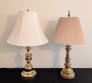 lot 236 image: ML - Pair of Mismatched Brass Table Lamps