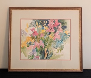 lot 240 image: DR - Framed Watercolor Floral Painting by Blain