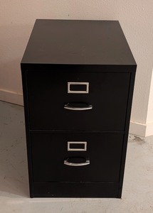 lot 244 image: G - Black 2-Drawer Metal File Cabinet