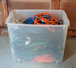 lot 256 image: G - Large Tote of Mixed Extension Cords