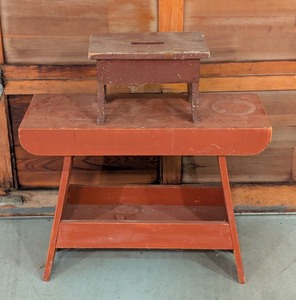 lot 263 image: G - Vintage Wood Bench and Small Stool