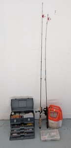 lot 264A image: G - Assorted Fishing Gear with 2 Rods, Tackle Boxes, and Accessories