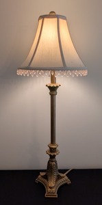 lot 271 image: ML - Ornate Table Lamp with Fabric Shade and Decorative Base